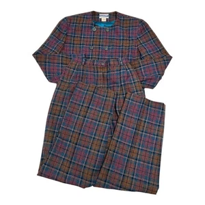 Vtg Pendleton Women's Plaid Wool Blazer Sz 8 + Skirt/Pant Sz 10 Elastic Waist - Picture 1 of 22