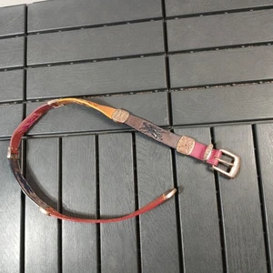 Cinturón Brighton Mujer M Color Block Cuero Latón Vaquera Suroeste 91 HA De Colección - Imagen 1 de 8