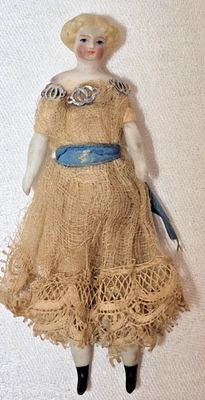 Exceptional Antique Miniature Civil War Era Bisque Doll in Orig. Clothing - 4 in - Image 1 of 4