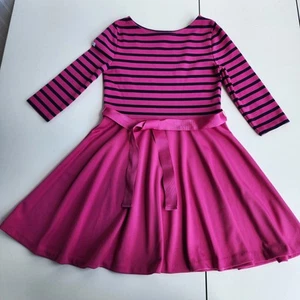 POLO RALPH LAUREN STRIPE PINK BLUE LS JERSEY KNIT DRESS GIRLS SZ M 8 10  - Picture 1 of 8
