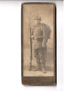 12273- CDV * Junger Soldat *Pickelhaube, Gewehr (L 100 ) Meißen 1.WK - Bild 1 von 2