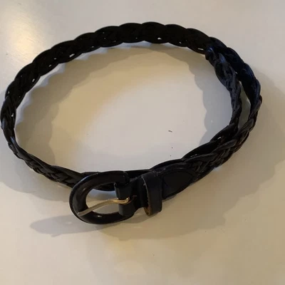 Vintage 90s TALBOTS Braided Leather Belt WOMENS M Dark Navy - Image 1 of 4