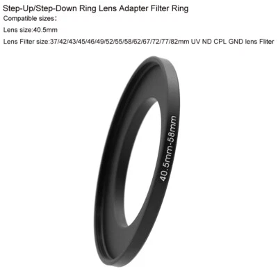 40.5-37/42/43/45/46/49/52/55/58/62/67/72/77/82mm Step-Up Ring Lens Filter Ring - Image 1 of 4