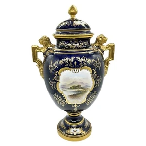 ORIGINAL 1891 - 1920 COALPORT HAND PAINTED VASE AND COVER **KILCHURN CASTLE** - Picture 1 of 24