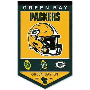 Green Bay Packers History Heritage Logo Banner Flag - Picture 1 of 4