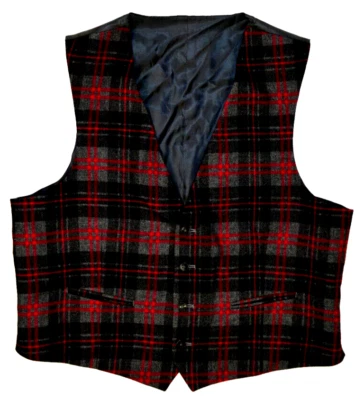 Vintage Plaid Vest Magenta Shadow Plaid Size M/L 50s 60s 70s Cobain Grunge - Image 1 of 4
