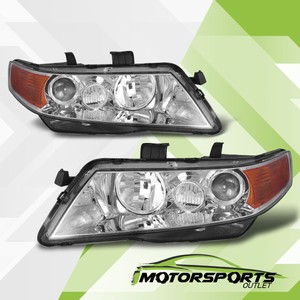 2004-2008 Acura TSX Chrome Projector Factory Style Headlights Pair 2005 2006