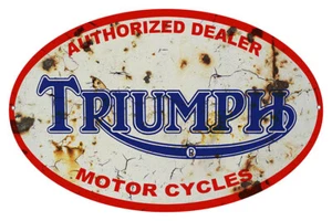 AUTHORIZED DEALER TRIUMPH MOTORCYCLES 18" HEAVY DUTY USA MADE METAL OVAL AD SIGN - Picture 1 of 1