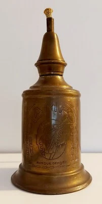 Ancienne lampe à pétrole, laiton , marque CLAMFOR, gravée, état correct  - Photo 1/4