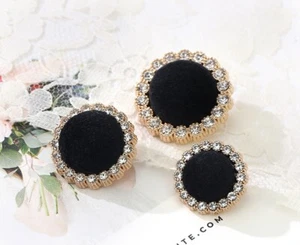 4x Velvet Rhinestone Buttons Round Sewing DIY Craft Coat Sweater Cardigan Retro - Picture 1 of 15