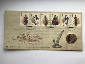 2012 CHARLES DICKENS 2 TWO POUND COIN BRILLIANT UNCIRCULATED BU COVER FDC - Picture 1 of 5