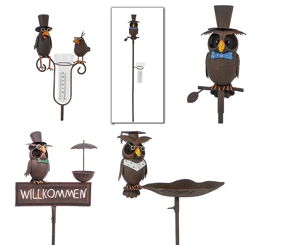 Gartenstecker Regenmesser Vogeltränke Eule oder Vogel - Bild 1 von 1