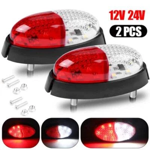 2X White Red Side LED Rear Tail Marker Light Clearance Lamp Trailer Truck 12/24V - Picture 1 of 12