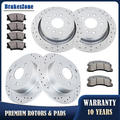 Kit de pastillas de rotores de freno delanteros y traseros aptos para Ford Focus SE 12-18 perforados ranurados Foto 1 de 4