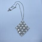 Silver Tone Fish Scale Articulated Flower Pendant Necklace 18.5" approx