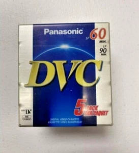 NOS Panasonic Confezione da 5 Mini Videocassette Digitali DVC SP 60min LP 90min BlankTape - Foto 1 di 1