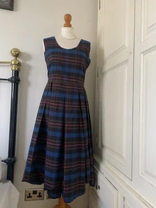 Toast Orino 100% Cotton Black, Blue, Pink Check Pinafore Dress UK10 Brand New - Picture 1 of 11