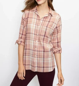 Top túnica a cuadros loft talla L algodón gasa manga larga - Imagen 1 de 9
