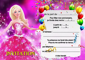 5 - 12 ou 14  cartes invitation anniversaire princesse réf 445