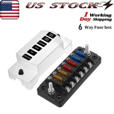 Blade Fuse Block Universal 12V Fuse Box Kit with Cover for Car Boat Marine RV - Image 1 of 4