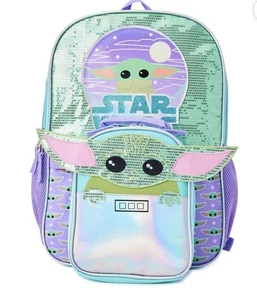 Star Wars Mandalorian Baby Yoda Niñas 17" Mochila para Laptop Juego de 2 Piezas Bolso de Almuerzo - Imagen 1 de 3