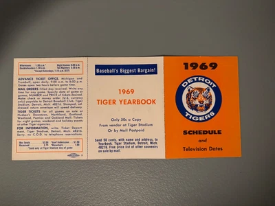 1969 Detroit Tigers Pocket Schedule in Mint Condition - Image 1 of 2