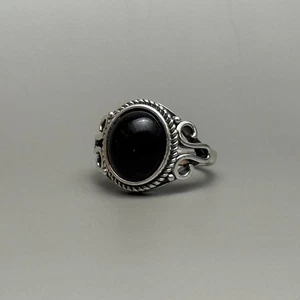 Anillo Y2K Vintage Plata Bruja Perla Negra - Talla 8, Unisex, Totalmente Nuevo - Imagen 1 de 4