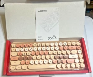 Ajazz 308i Bluetooth Wireless Keyboard 84 Keys Round Keycaps - MILK TEA COLOR - Picture 1 of 6