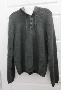 Prana Hoodie Sweater Mens Medium Pullover Hooded  Dark Green Knit - Picture 1 of 6