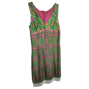 Vintage ABS Allen Schwartz rosa und grün Seidenkleid - Bild 1 von 7