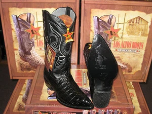 LOS ALTOS WOMEN BLACK GENUINE CROCODILE TAIL WESTERN COWBOY BOOT (M) L091051 - Picture 1 of 11