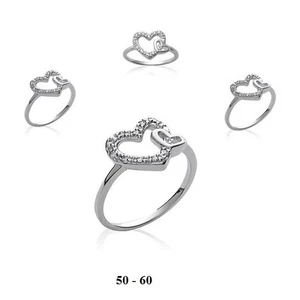 Bague T60 Rhodié Coeur Pavé Diamant Cz Argent Massif 925 de Dolly-Bijoux - Picture 1 of 3