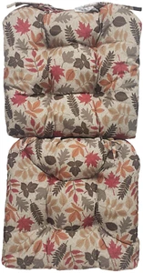 2 DICKE WENDEKISSEN STUHLAUFLAGEN mit Krawatten (16"x17") HERBST BUNTE BLÄTTER, CE - Bild 1 von 24