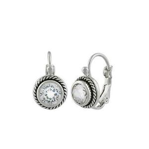 CLASSIC 18kt White Gold Plated Cable Clear CZ Crystal Petite Dainty Earrings