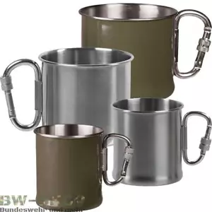 MILITÄR KARABINERBECHER STEEL 250ml 500ml ARMY TRINKBECHER OUTDOOR BECHER TASSE - Bild 1 von 3