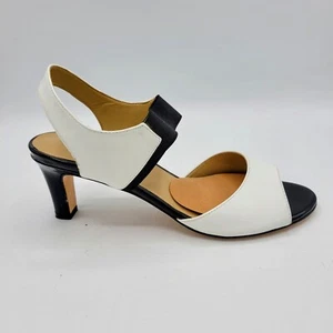 Vero Cuoio Vaneli Black And White Open Toe Heels 7N - Picture 1 of 12