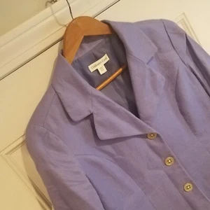 Blazer donna Coldwater Creek 10 Petite lino foderato viola C-17 - Foto 1 di 10