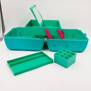 Sassaby Makeup Case Retro 1980's Turquoise Model 102-04 Hard Case Travel Vintage - Picture 1 of 16