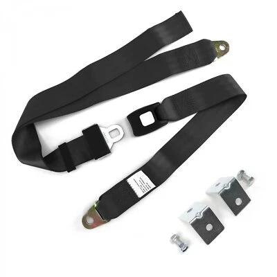 Seat Belt Car Truck Lap Belt Universal 2 Point Safety Travel Black - Image 1 of 4