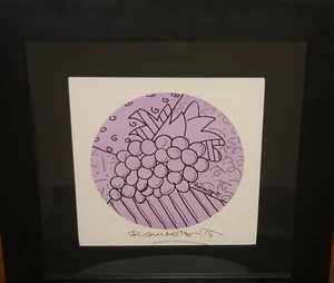 ROMERO BRITTO Hand & Plate Signed "PURPLE GRAPES" Large Serigraph 30x30 Framed - Picture 1 of 17