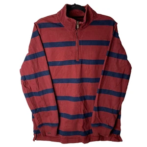 L.L. Bean 1/4 Zip Striped Red Jersey Pullover Sweatshirt Size Men's Large Tall - Picture 1 of 11