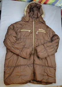 Vintage Apple Bottom Brown Puffer Zip Up Jacket with Removable Fur Hoodie - Picture 1 of 11