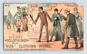 Victorian Trade Card Hub Clothing House Hartford CT 4" x 2.5" - Picture 1 of 2