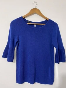 Talbolts Womens Blue Blouse Cotton/Rayon 3/4 Sleeve Size S Crew Neck#2277 - Picture 1 of 8