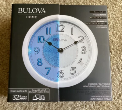 BULOVA Wall Clock STEREO BLUETOOTH C4842 Lighted Dial-NEW in Box-Indoor/Outdoor - Image 1 of 4