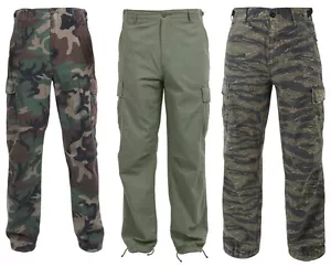 Fatigue Cargo Pants Camouflage 6 Pocket NEW Vintage Vietnam Era Rip-Stop Rothco - Picture 1 of 4