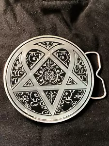 *SIGNED BAM MARGERA* HIM Love Gothic Rock Punk Metal 2005 Heartagram Belt Buckle - Picture 1 of 6