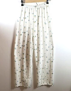Pantalones de salón de pijama de colección tejido térmico gofre cintura elástica talla pequeña dobladillo de lechuga - Imagen 1 de 6