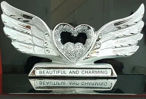 UK Bling Crushed Diamond Angel WINGS FOR FLY Heart Ceramic Silver Motivational  - Picture 1 of 3