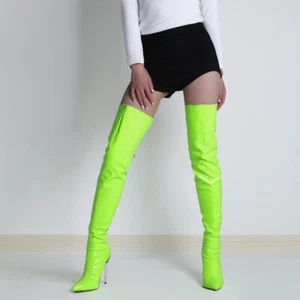 Sexy Over The Knee Long Boots Womens Patent Leather High Heels Thigh High Boots - Picture 1 of 12